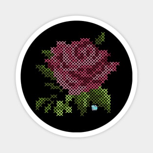 Cross Stitch Rose Magnet